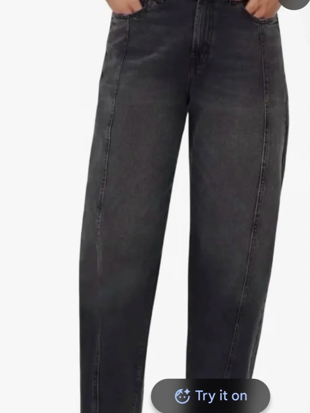 Kensie Charcoal High-Rise Wife Barrel Jeans, Cropped - Picture 1 of 7
